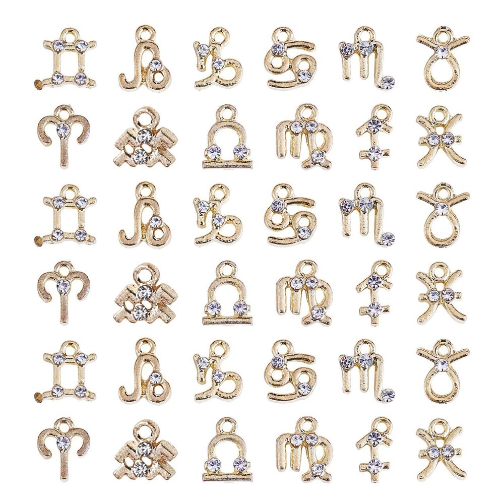 9702 36 Pieces Zodiac Sign Charms Pendant Constellations Charms Alloy